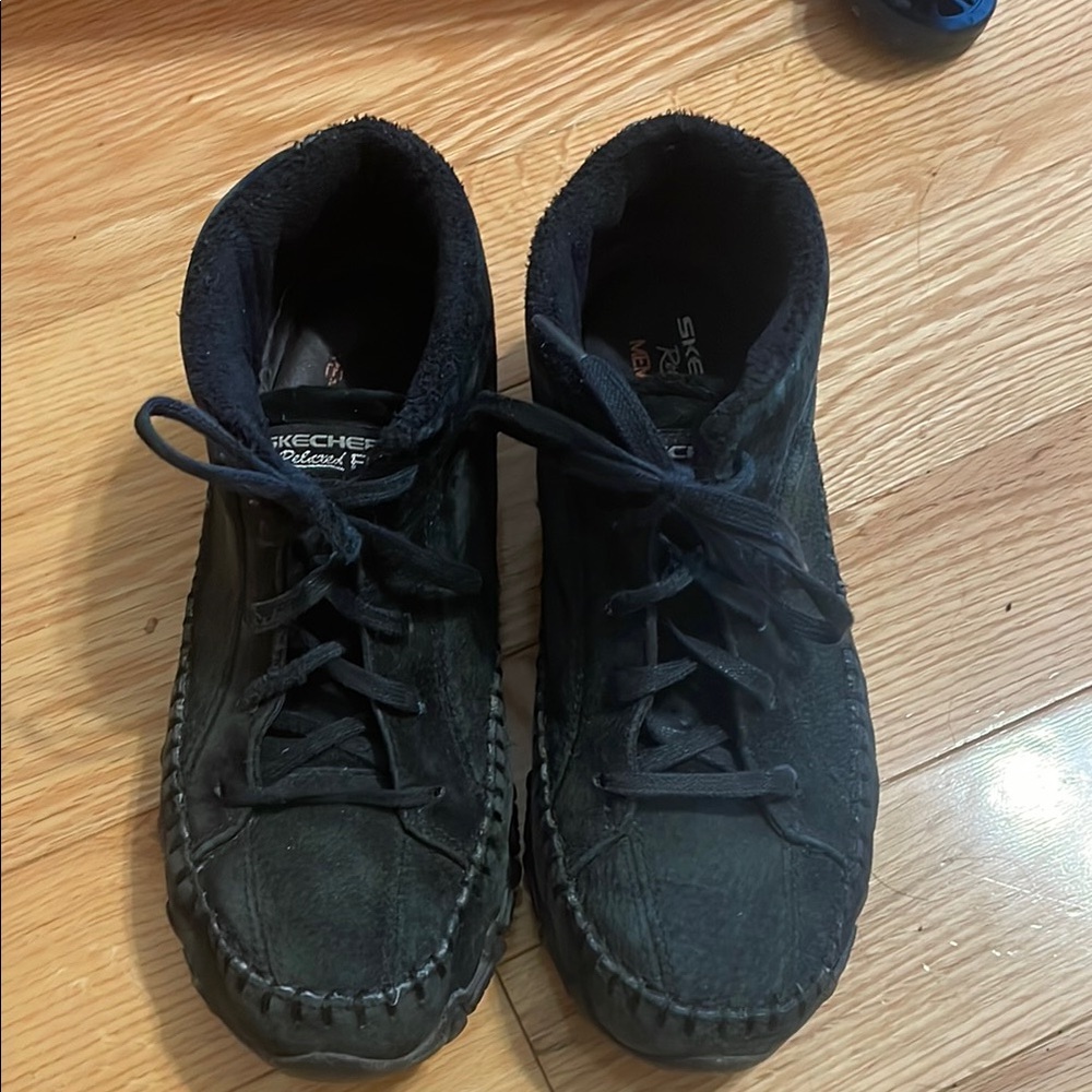 Skechers Relaxed Fit Black Lace-Up Shoes with Memory Foam
